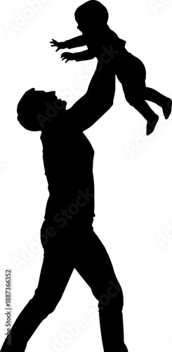 Father Silhouette Tossing Baby in Air.