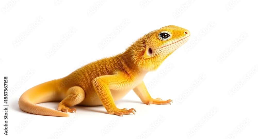 Fototapeta premium golden yellow bearded dragon isolated on white bcakground