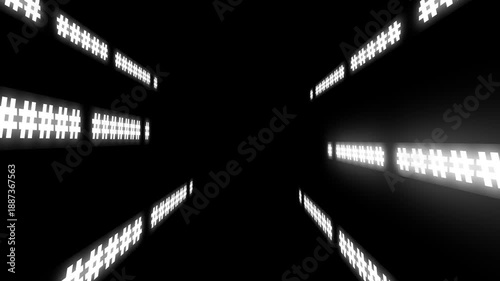 Digital Hashtag Tunnel Flythrough Motion Graphic Background Loop