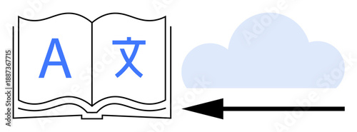 Translation concept. Digital tools connecting language resources, translation systems, and global communication. Translation facilitates language access and multilingual collaboration. For education