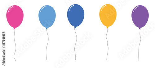 Bunch of balloons for birthday and party decor. floating up with rope