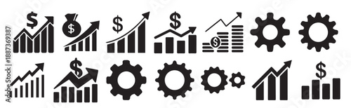  business analytics line editable icon set containing