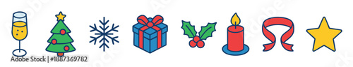 Christmas Icons Collection on White illustration