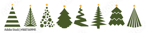 christmas tree vector set on white background