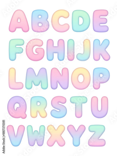 Pastel Bubbly English Alphabet Letters.