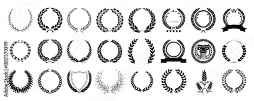 collection of different black and white silhouette circular