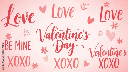Valentine's Day message with love words and cute hearts