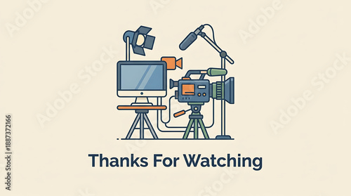 Professional Video Production Studio Equipment Illustration.