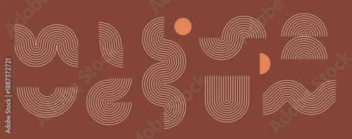 boho linear element collection terracotta wave and arc