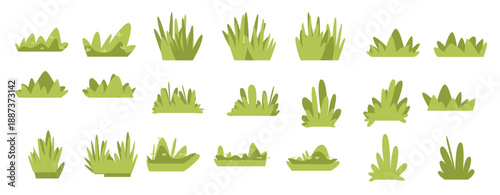  cartoon grass illustration element set