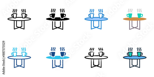 Coffee table icons set multiple style collection. Editable stroke 
