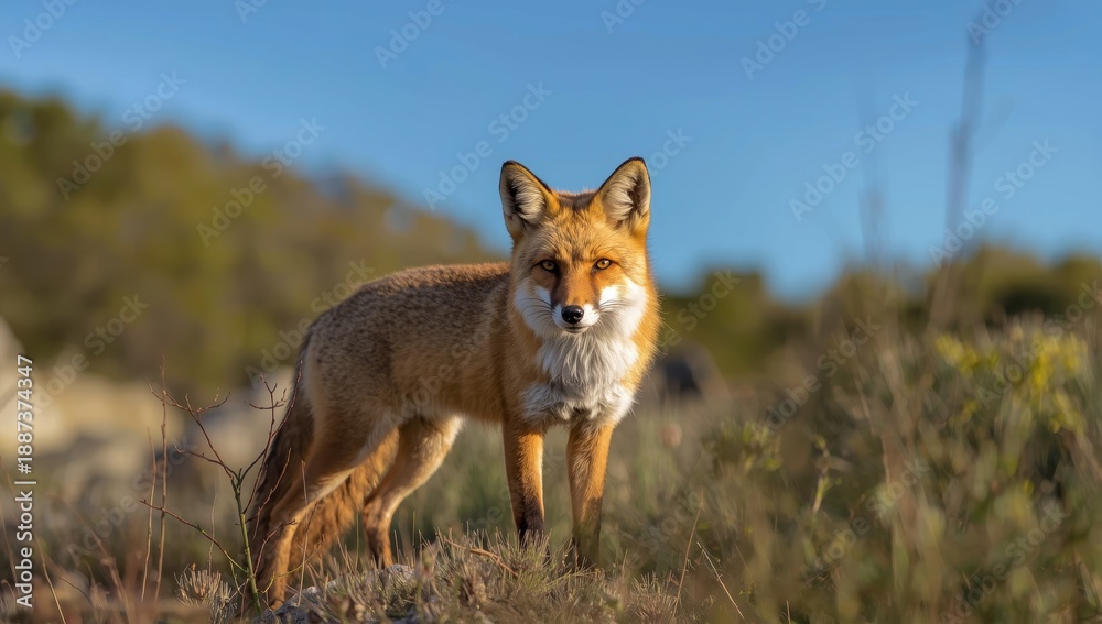 Fototapeta premium Lone fox in Patagonia during summer