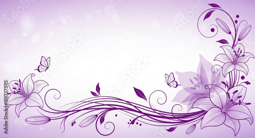abstract floral background with butterflies