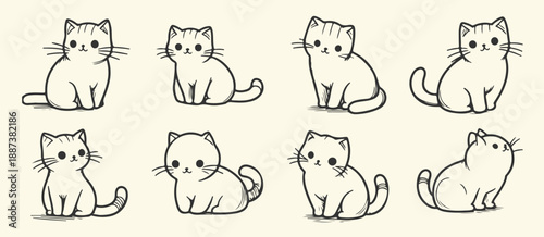 adorable cat line art collection minimalist and playful poses 