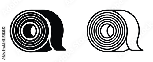 Black and white electrical tape rolls, adhesive insulating tapes vector illustration, isolated on white background