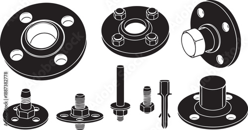 Wheel Hub Assembly Components and Parts Diagram Illustration