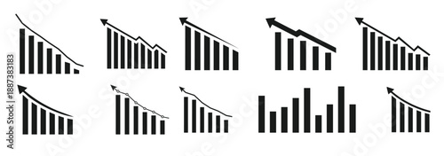 business graph showing growth silhouette economic data