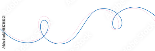 Photos Blue and pink looping lines, decorative swirls graphic design element on white b
