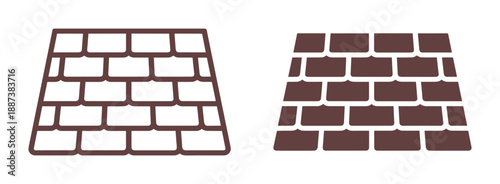 Brickwork pattern vector design on white background, architectural brown brick surface with staggered joints illustration.