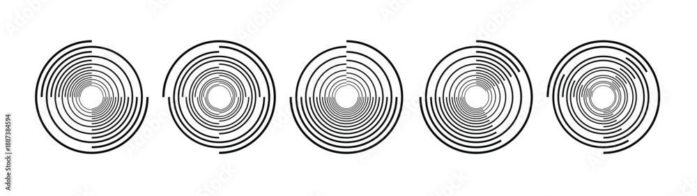 Obraz premium black radial spiral pattern set circular rotating speed