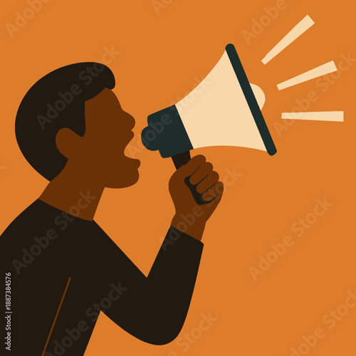 Person Using Megaphone for Rights