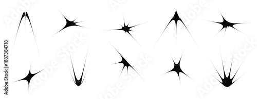 black thin quirky thorn element set sharp star shapes and 