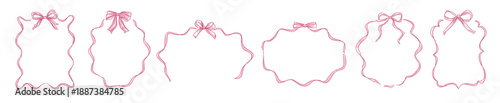 bow and ribbon wave frames set hand drawn wavy edges frame