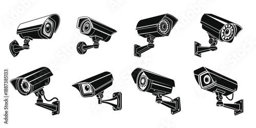 cctv camera sign silhouette security camera silhouette icon