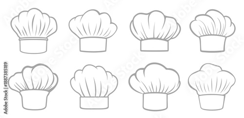 chef hats icon set black and white illustration