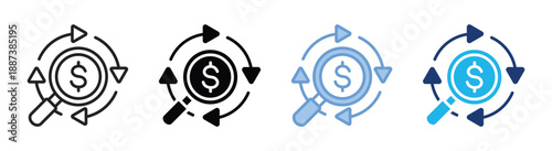 Economy icon set multiple style collection