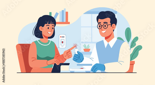 Medical professional performing a blood test on a patient in an office