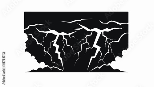 Jagged white lightning bolts crack across a dark stormy sky