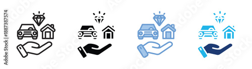 Asset management icon set multiple style collection