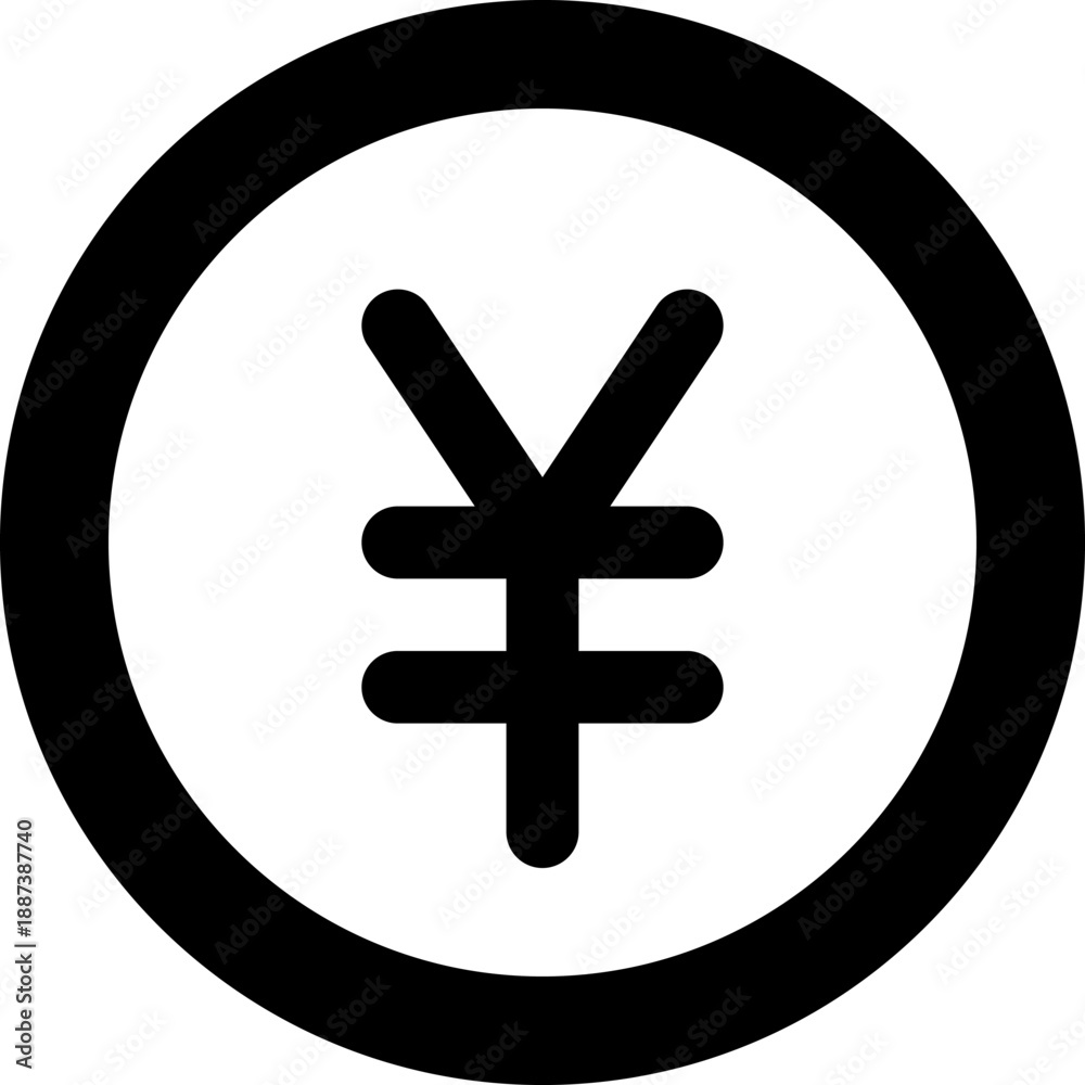 Obraz premium Yen symbol in a circle, representing currency and financial concepts.