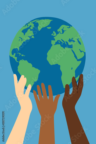 Diverse Hands Supporting the Earth