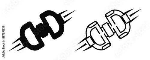 Fast Buckle Vector, Quick Release Clip Outline Style, Black and White Safety Clasp with Sharp Lines