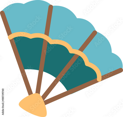 Illustration of a Traditional Handheld Fan with Cultural Significance and Decorative Elements