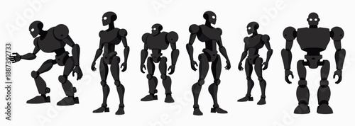 collection of humanoid robot figures in various poses