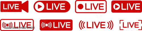 ライブ配信（LIVE）アイコンセット　配信ラベル・バッジ・ボタン　Live Streaming (LIVE) Icon Set – Labels, Badges and Buttons
