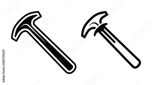 Line art of two hammers tool vector illustration isolated on white background, perfect for construction or handyman themes
