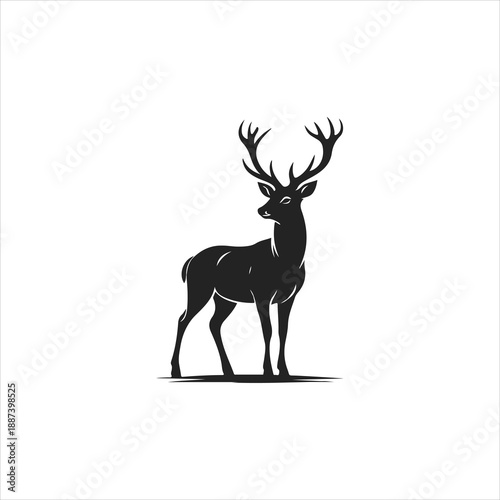 deer silhouette vector, silhouette head deer, Reindeer, Beautiful deer vector silhouette on white background
