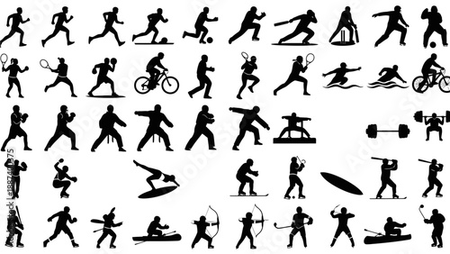 Minimalist travel and adventure icons set flat design vector illustration isolated on black background