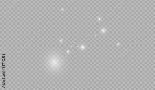 Snowflakes falling decoration isolated background. White snow flying on transparent