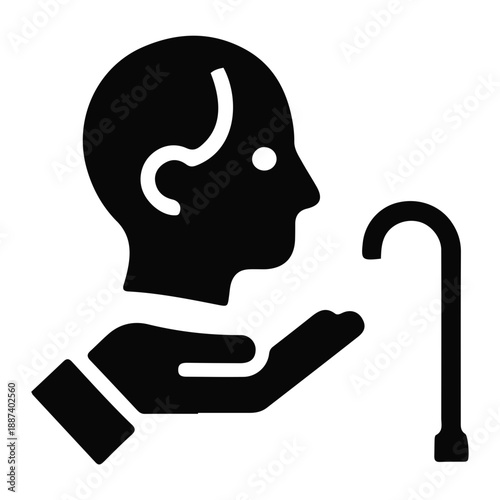 Solid icon of elderly person assistance