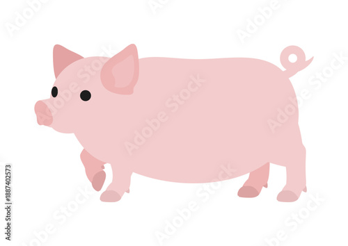 体を前に向けた豚の横向きイラスト