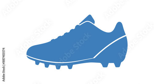 Blue Athletic Soccer Cleat Shoe Silhouette Isolated on White Background Representing Sport and Fitness