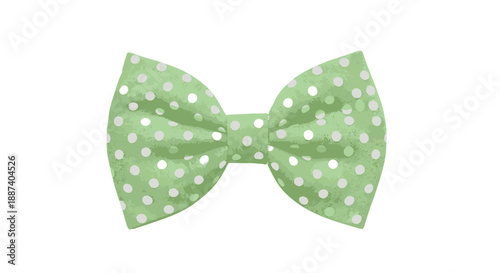 A close-up shot of a light green bow adorned with white polka dots, perfect for fashion accessories