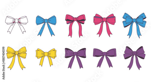 Collection of Colorful Bows Assorted Design Variations for Various Decorating and Crafting Needs