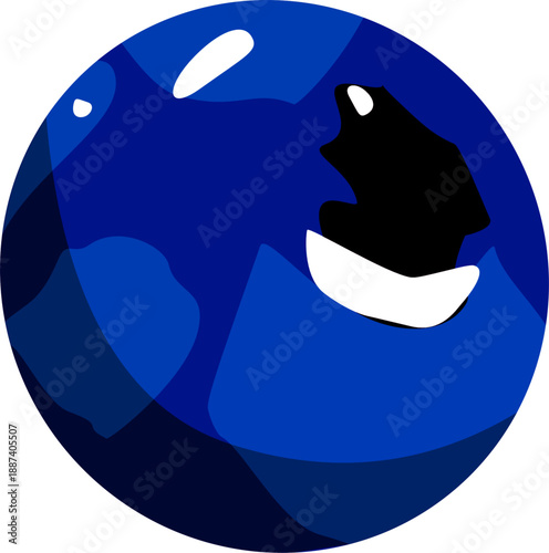 Single Ripe Blueberry Fruit Illustration Isolated on White Background