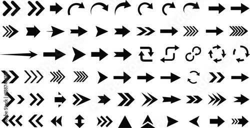 Mega Collection of Black Arrow Icons and Hand Drawn Doodle Symbols Set Isolated on White Background for Web Interface Navigation Business Growth and Infographics